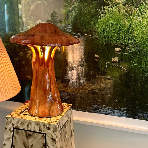 Ceramic Polychrome Marbled Shroom Lamp