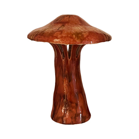 Ceramic Polychrome Marbled Shroom Lamp in Terracotta