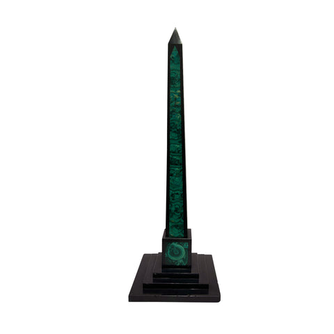 Large 19th Century French Obelisk with Malachite Inlay