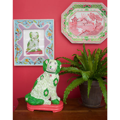 Mark Gagnon, Pair of Pink and Green Papier Mache Staffordshire Dogs