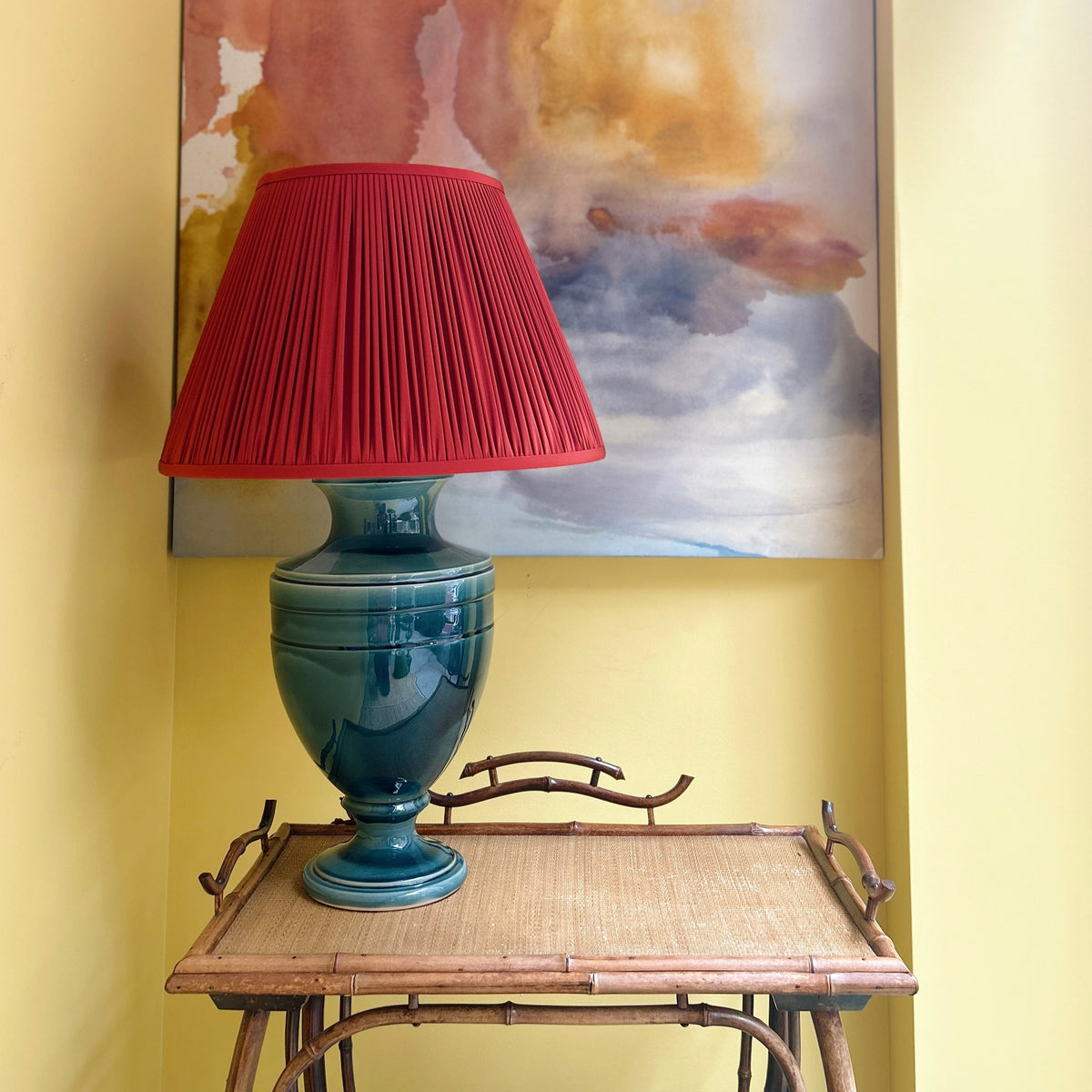 Jean Roger Large Mazarin Lamp in Peacock Blue