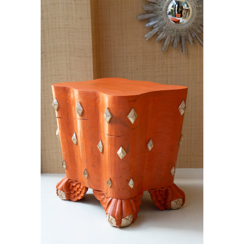 Mdina Table in Temple Red with Gold Leaf
