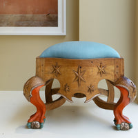 Pair of Menorca Small Stools in Multicolor with Silver Leaf