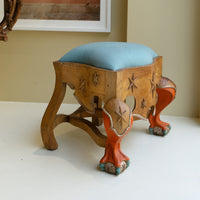 Pair of Menorca Small Stools in Multicolor with Silver Leaf