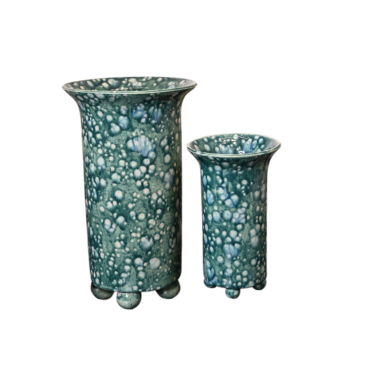 Ball Foot Vase in Bursty Blue Glaze