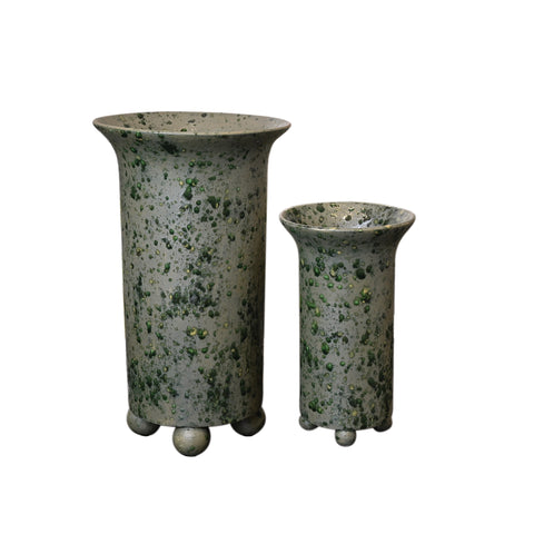 Ball Foot Vase in Slate Green Matte Glaze