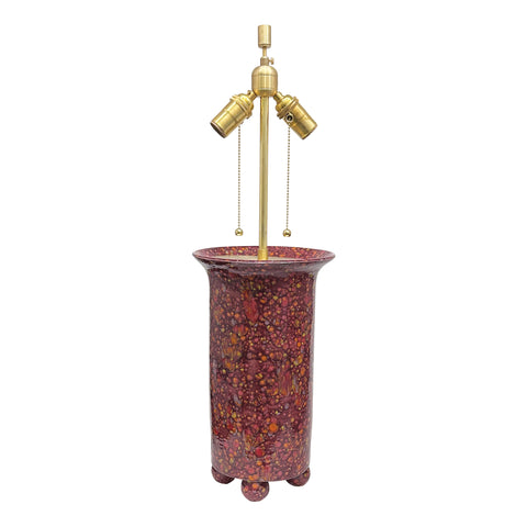 Medium Ball Foot Lamp in Cranberry Burst Glaze
