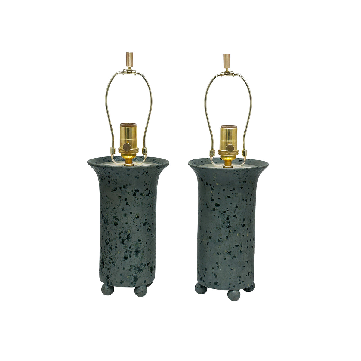 Small Ball Foot Lamp in Slate Green Matte Glaze