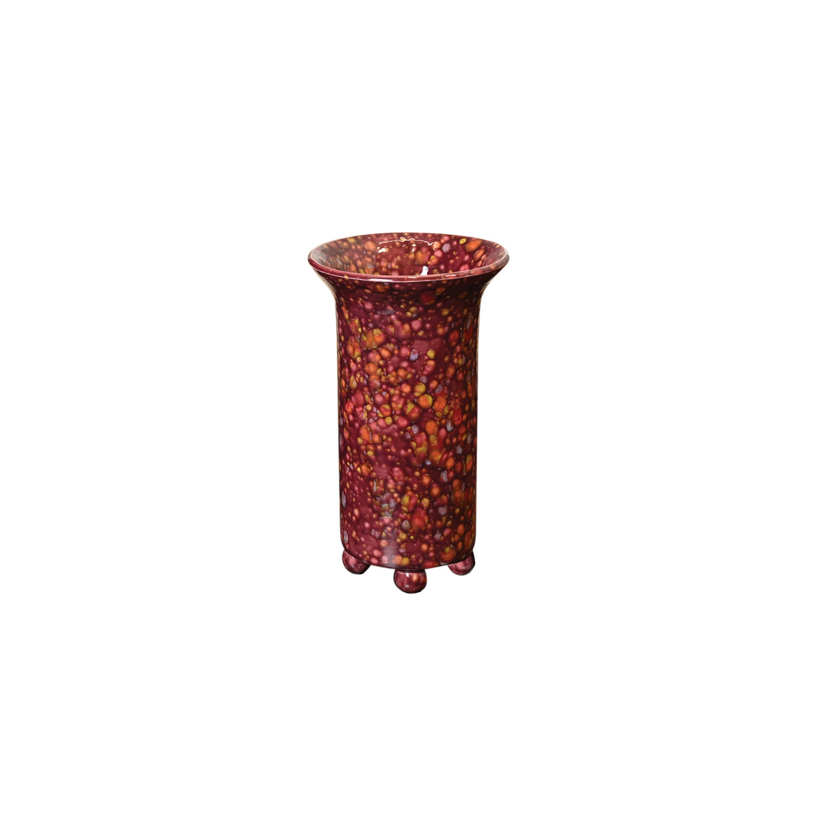 Ball Foot Vase in Acid Cranberry Glaze