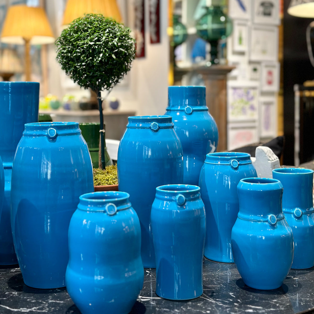 Nicholas Newcomb Banded Vase in Opaline Blue