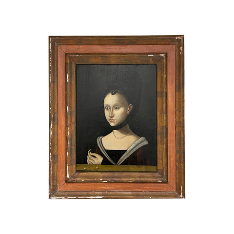 Pair of Renaissance Style Oil on Panel Portraits