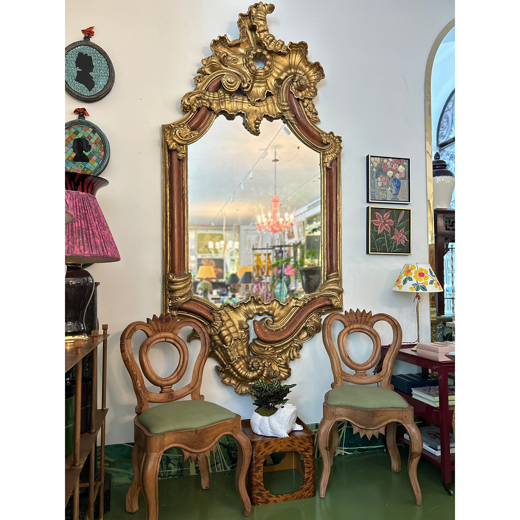 Large Portuguese Baroque Carved and Gilt Frame Mirror