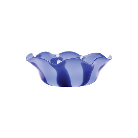 Cobalt Blue Wavy Bowl with Royal Blue Strokes
