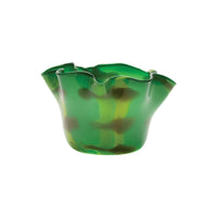 Emerald Green Wavy Bowl with Chartreuse and Olive Swirls