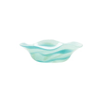 Seafoam Wavy Bowl with White Swirls