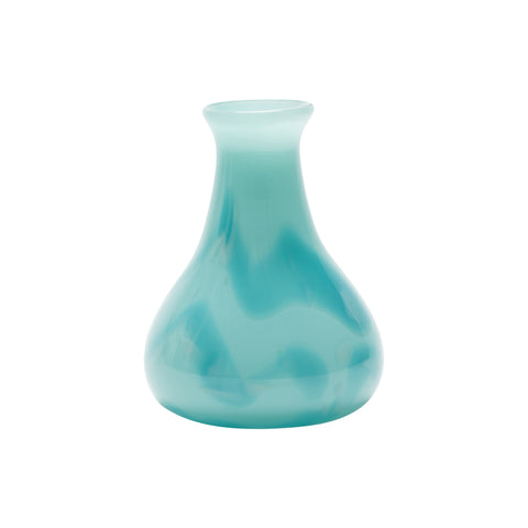 Aqua Vase with Sky Blue Zig Zags