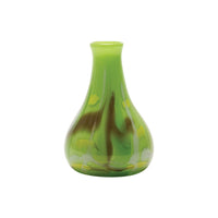 Lime Green Dropneck Vase with Walnut, Chartreuse, and Ivory Strokes