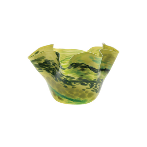 Pistachio Wavy Bowl with Forest Green, Cactus, and Teal Strokes