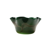 Forest Green Wavy Bowl with Pistachio and Dark Brown Strokes