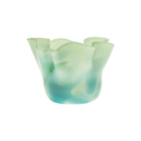 Seafoam Wavy Bowl with Teal and White Strokes