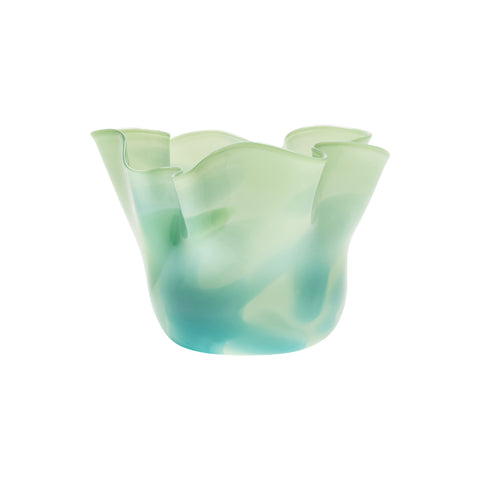 Seafoam Wavy Bowl with Teal and White Strokes