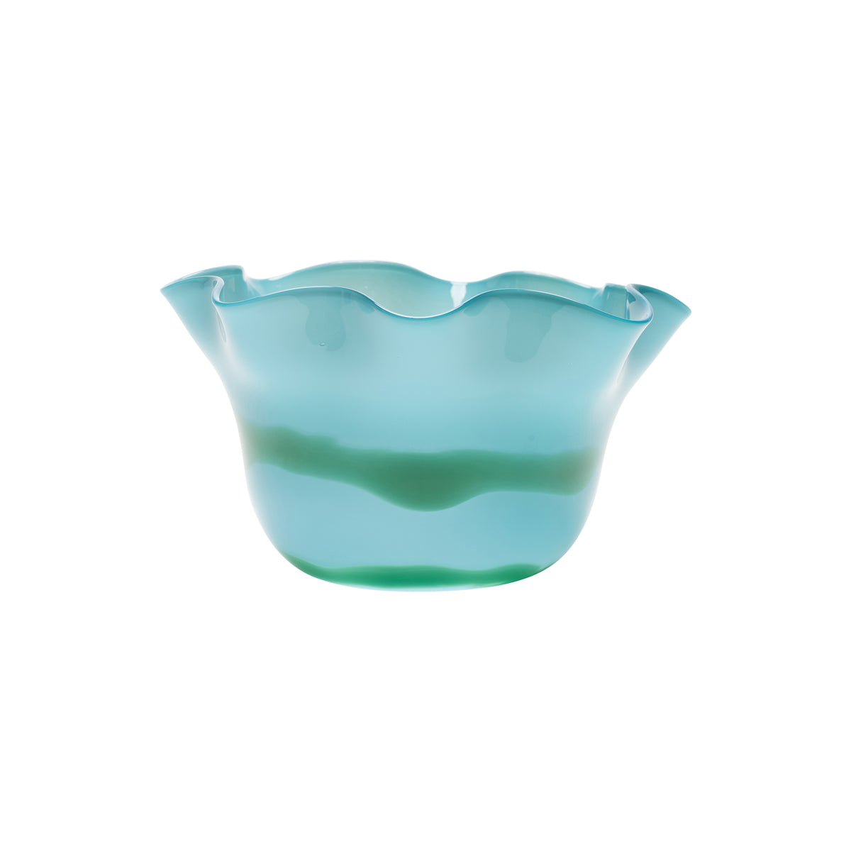Sky Blue Wavy Bowl with Cactus Green Strokes