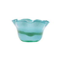 Sky Blue Wavy Bowl with Cactus Green Strokes