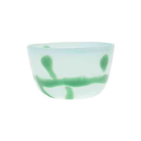 Seafoam Bowl with Cactus Green Strokes and Spots