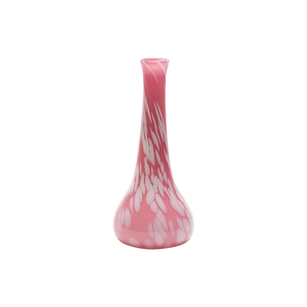 Pink Dropneck Vase with White Spots