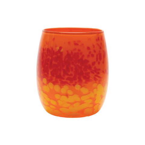 Tangerine Vase with Yellow and Red Spots