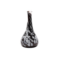 Dark Transparent Copper Red Dropneck Vase with White Strokes
