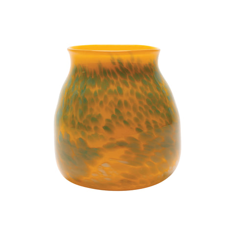 Saffron Yellow Vase with Seafoam, Pistachio, and Teal Strokes