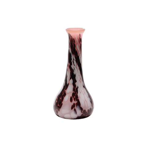 Dusty Rose Dropneck Vase with Burgundy, Pink, and White Strokes