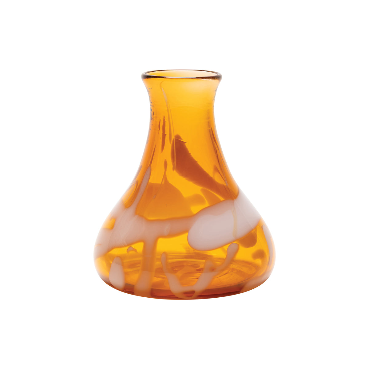 Transparent Sienna Short Dropneck Vase with White Strokes