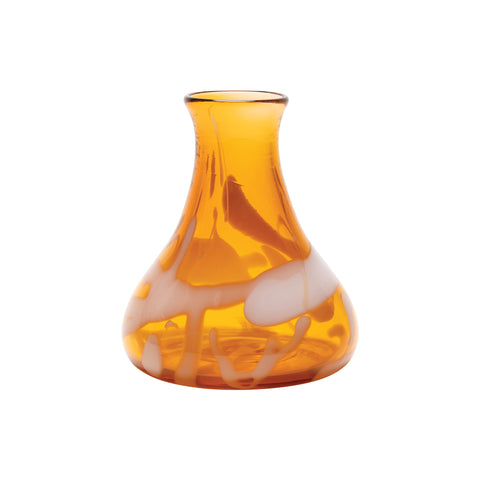 Transparent Sienna Short Dropneck Vase with White Strokes