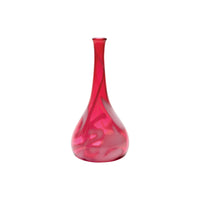 Transparent Fuschia Pink Dropneck Vase with White Strokes