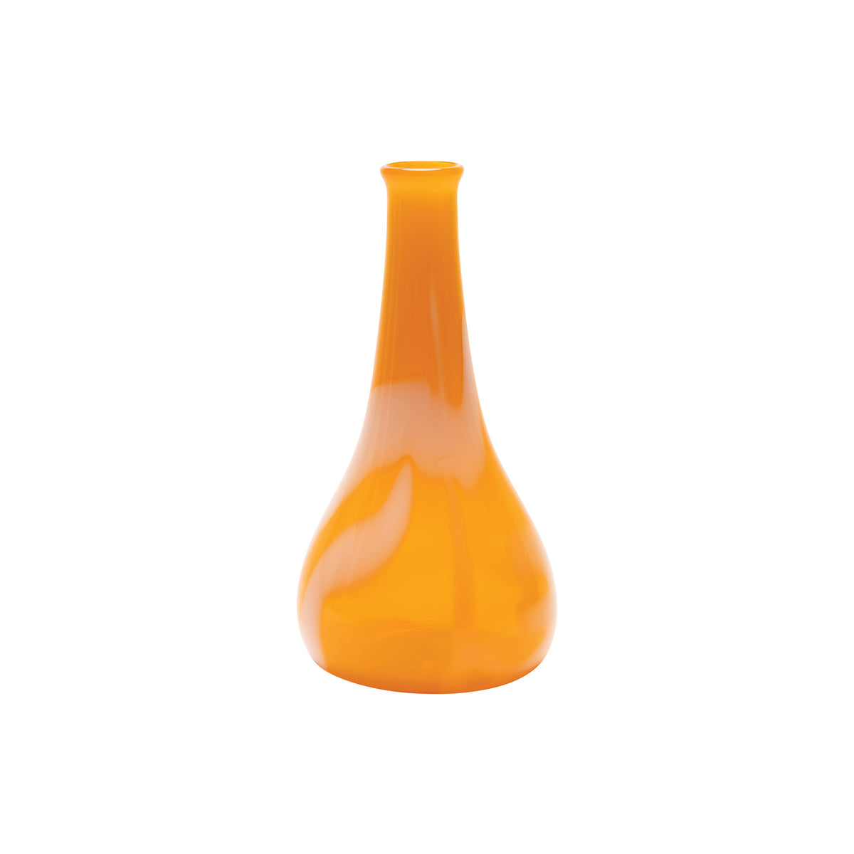 Transparent Saffron Yellow Dropneck Vase with White Strokes