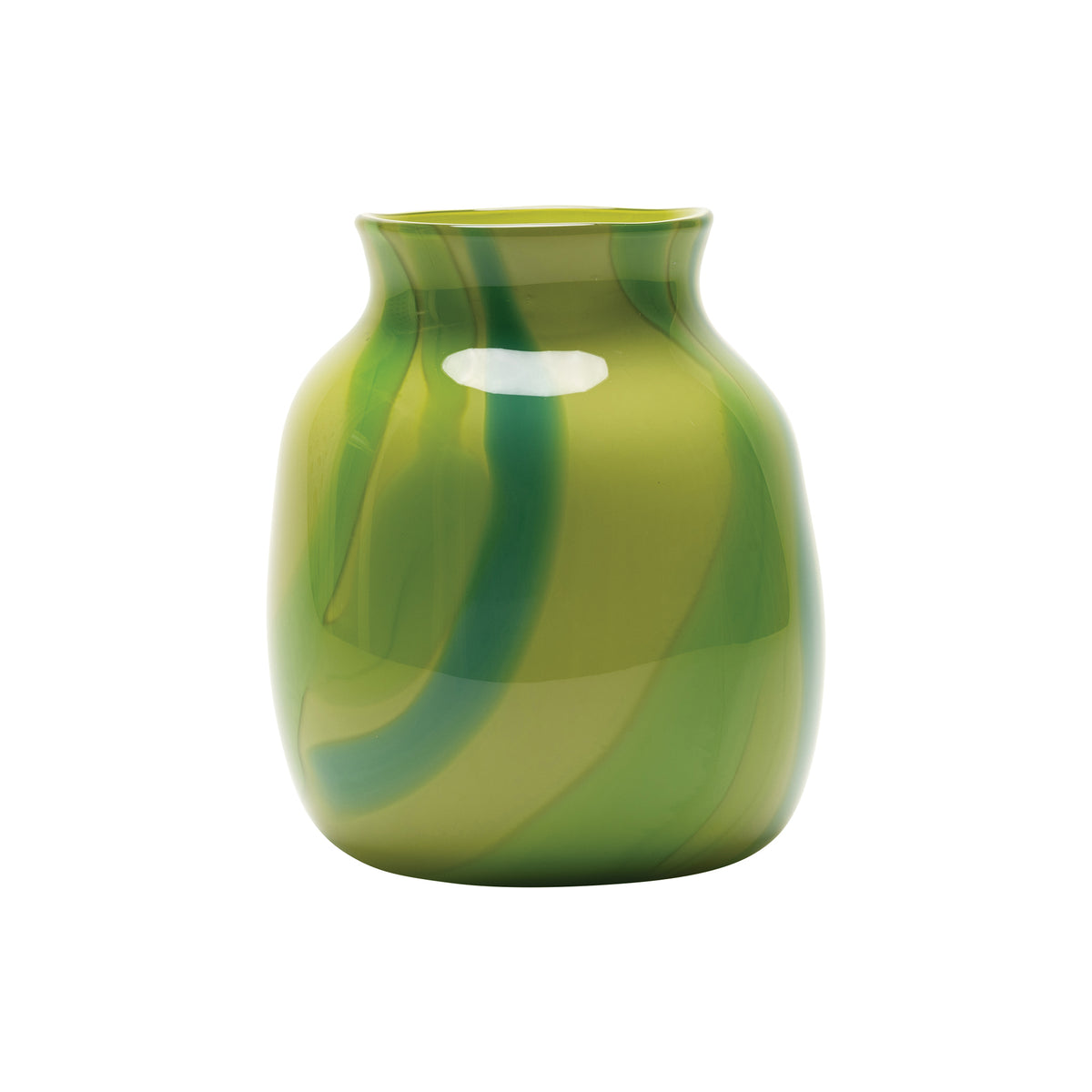 Lime Green Vase with Cactus Green and Teal Strokes