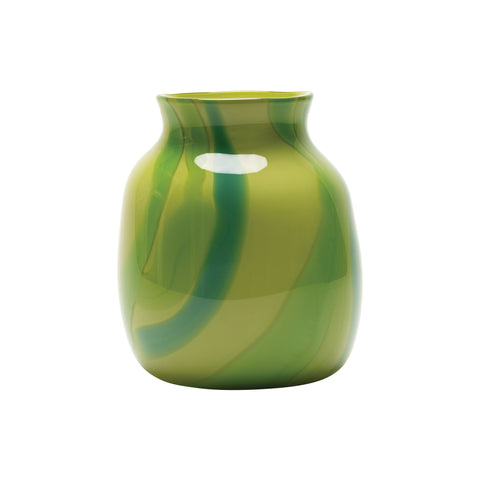 Lime Green Vase with Cactus Green and Teal Strokes