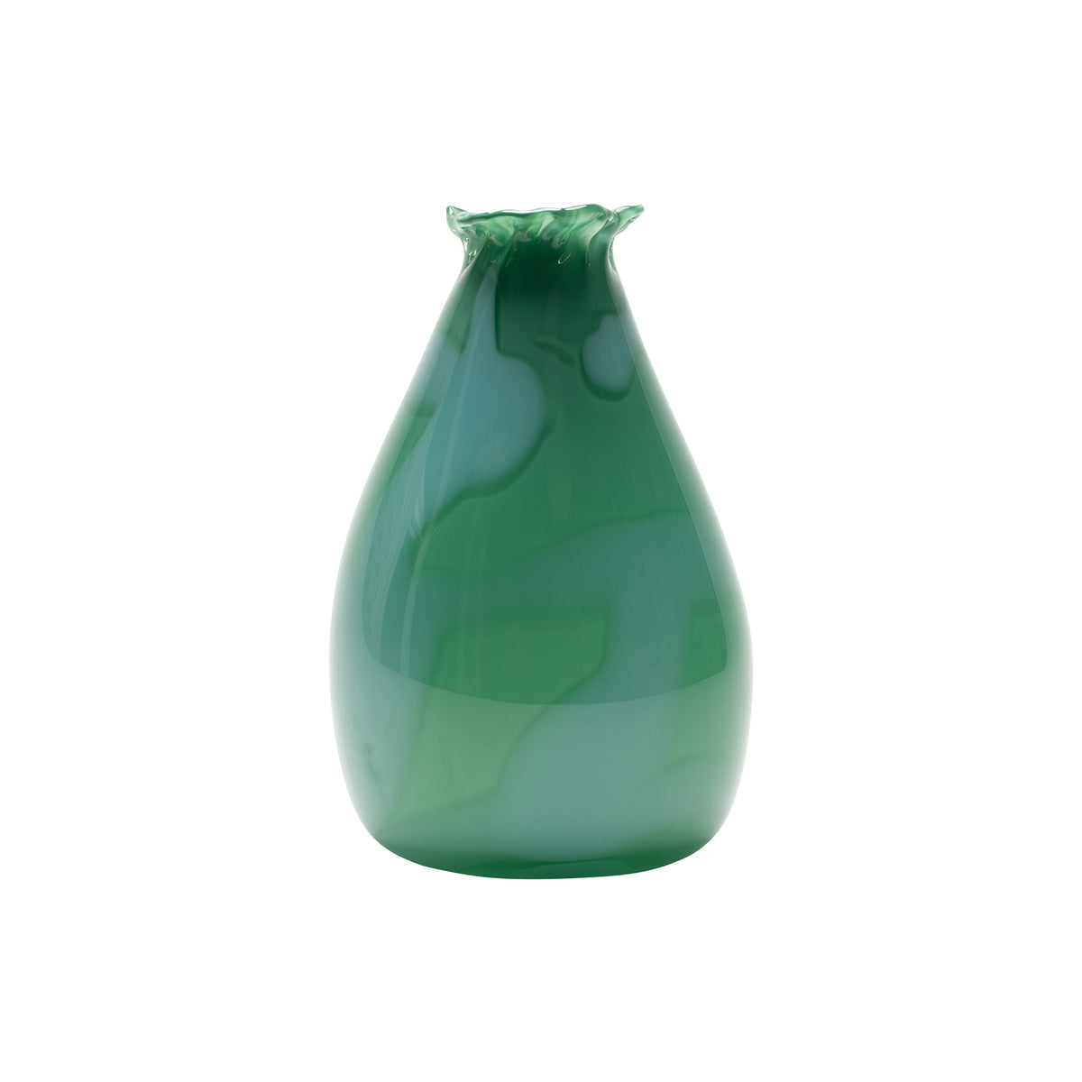 Teal Vase with Sky Blue Strokes