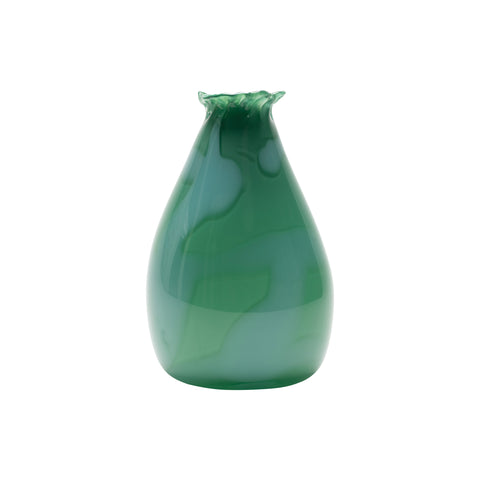 Teal Vase with Sky Blue Strokes