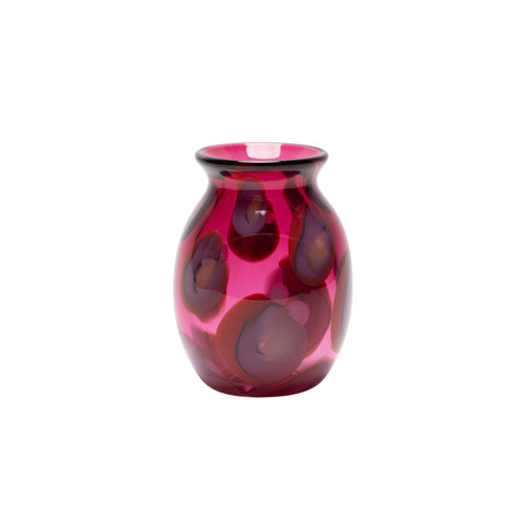 Transparent Raspberry Vase with Red and Rose Spots