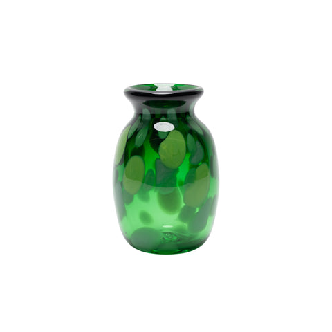 Transparent Green Vase with Emerald and Forest Green Spots