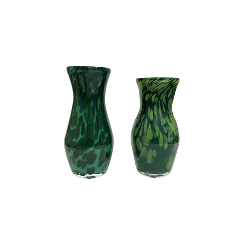 Emerald Green Vase with Forest Green Spots