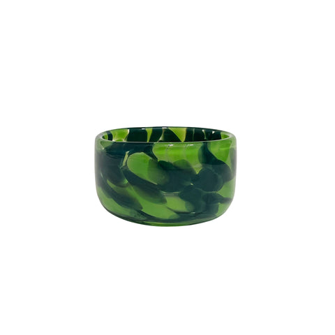 Transparent Candy Bowl with Emerald and Forest Green Spots