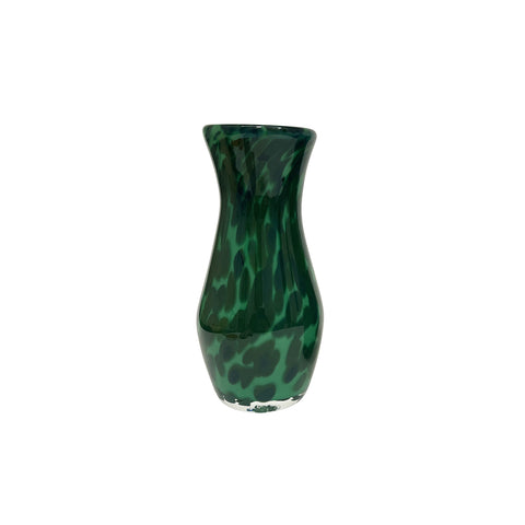 Emerald Green Vase with Forest Green Spots