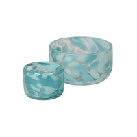 Transparent Candy Bowl with Aqua and Seafoam Spots