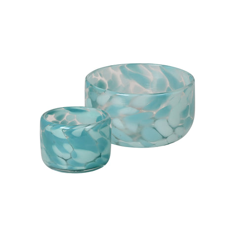 Transparent Candy Bowl with Aqua and Seafoam Spots