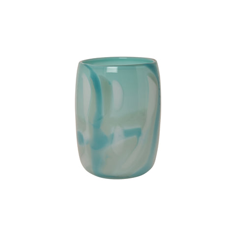 Celadon Vase with Aqua, White, and Light Grey Strokes