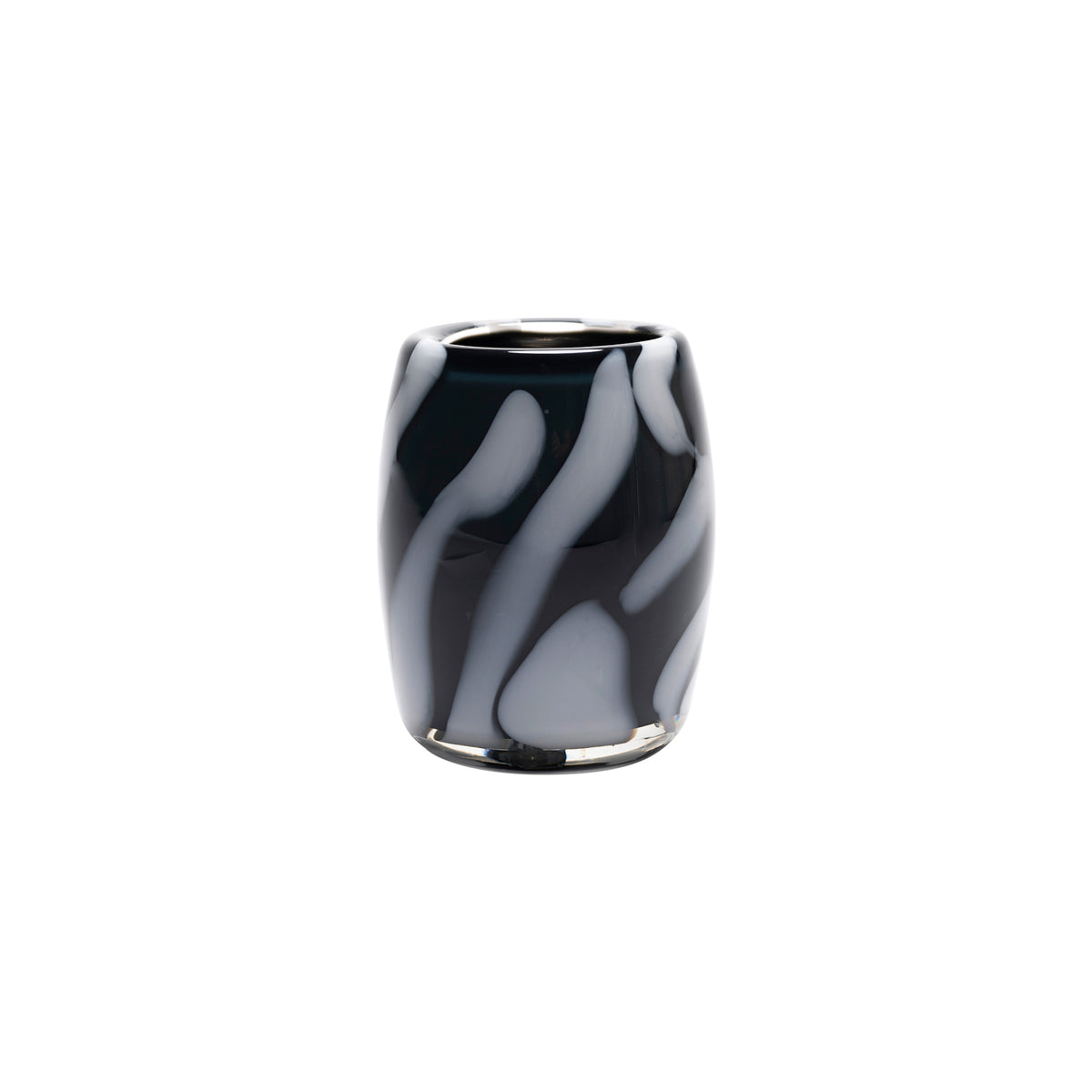 Black Vase with White Swirls